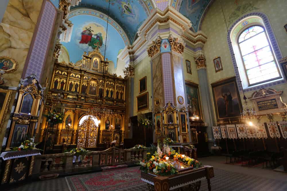 Inside the beautiful Transfiguration church, Lviv