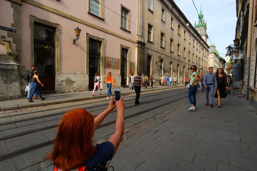 a selfie in Lviv