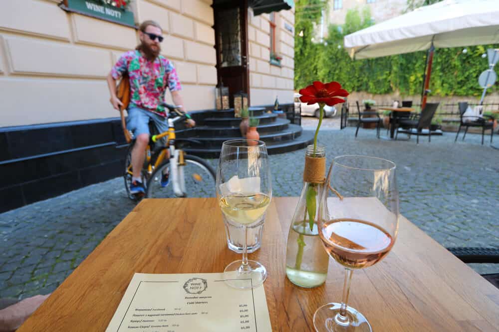 Drinking wine at Wine Not, Lviv. Why we loved our Summer in Lviv (in photos)