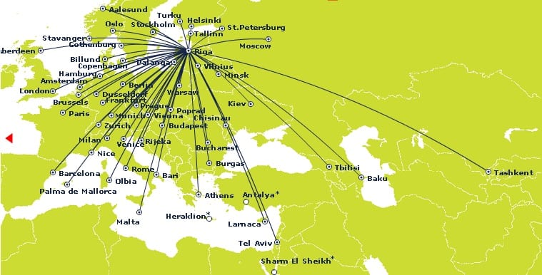 Air Baltic route Map