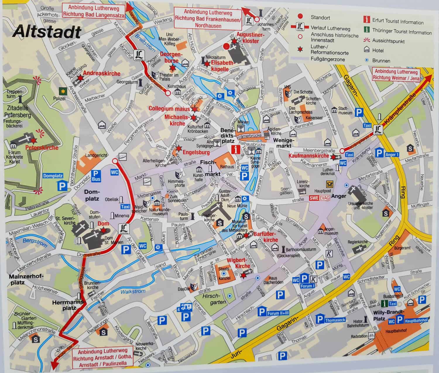 Tourist Map of Erfurt Germany