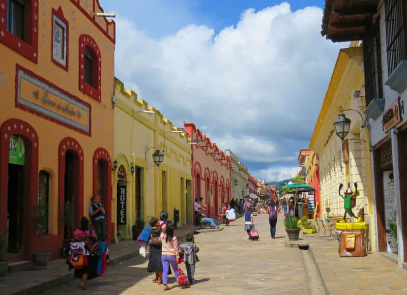 pedestrian street in san cristobal de las casas, Mexico