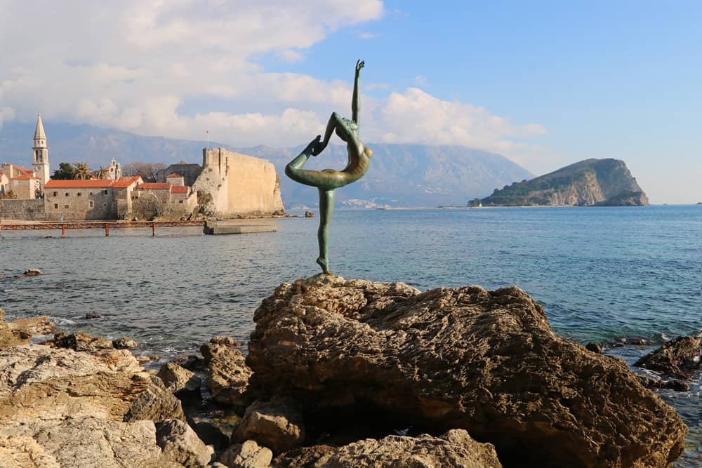 ballet dancer on rock Budva