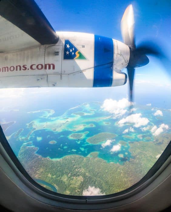 flying over the Solomon islands