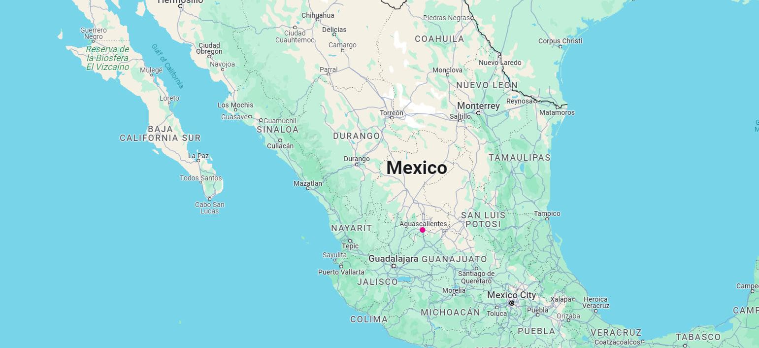 Aguascalientes on the map