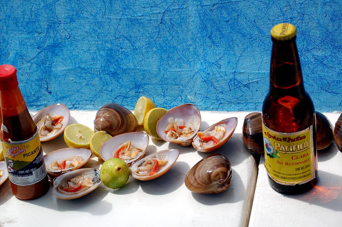 clams and beer in Loreto